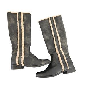 MIA Faux Fur Tall Boots Women 7.5 Gray